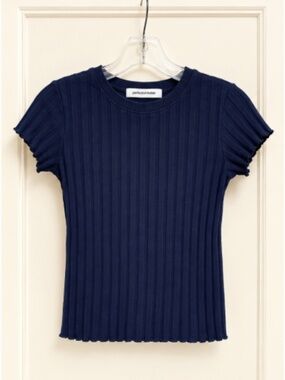 Perfect White Tee. Navy Ribbed Tee. Size M. NWOT
